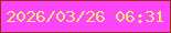 文字の大きさ：5、枠の色：a0291b、背景の色：fa45f8、文字の色：fbe475 無料ブログパーツのブログ時計