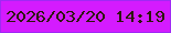文字の大きさ：4、枠の色：a029f4、背景の色：d41bfe、文字の色：2c1708 無料ブログパーツのブログ時計