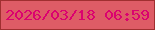 文字の大きさ：2、枠の色：a02f30、背景の色：de5c66、文字の色：db026f 無料ブログパーツのブログ時計