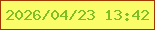 文字の大きさ：1、枠の色：a03600、背景の色：fbfc69、文字の色：7fbe25 無料ブログパーツのブログ時計