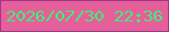 文字の大きさ：2、枠の色：a0378c、背景の色：e5609a、文字の色：3fef77 無料ブログパーツのブログ時計