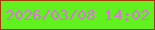 文字の大きさ：4、枠の色：a03a06、背景の色：60f11f、文字の色：dd72dc 無料ブログパーツのブログ時計