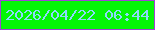 文字の大きさ：5、枠の色：a042d6、背景の色：04f606、文字の色：8cd9fc 無料ブログパーツのブログ時計