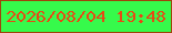 文字の大きさ：4、枠の色：a0440b、背景の色：36fa4b、文字の色：e74915 無料ブログパーツのブログ時計