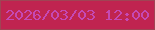 文字の大きさ：1、枠の色：a04454、背景の色：c02450、文字の色：c549b4 無料ブログパーツのブログ時計