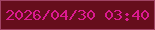 文字の大きさ：2、枠の色：a04464、背景の色：660e1c、文字の色：db1a90 無料ブログパーツのブログ時計