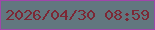 文字の大きさ：2、枠の色：a046aa、背景の色：62777f、文字の色：7c2735 無料ブログパーツのブログ時計