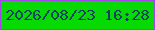 文字の大きさ：1、枠の色：a047e7、背景の色：07da03、文字の色：104361 無料ブログパーツのブログ時計