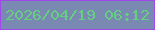文字の大きさ：5、枠の色：a048e9、背景の色：7a89b1、文字の色：66ce82 無料ブログパーツのブログ時計