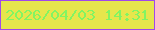 文字の大きさ：1、枠の色：a049ea、背景の色：e6e64c、文字の色：82f462 無料ブログパーツのブログ時計