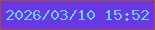 文字の大きさ：2、枠の色：a04e43、背景の色：6a38e3、文字の色：66cdfe 無料ブログパーツのブログ時計