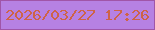 文字の大きさ：5、枠の色：a055a8、背景の色：b681e3、文字の色：ce6347 無料ブログパーツのブログ時計