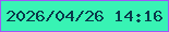 文字の大きさ：3、枠の色：a056f6、背景の色：38f3b4、文字の色：093a4a 無料ブログパーツのブログ時計
