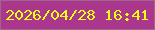 文字の大きさ：4、枠の色：a0668a、背景の色：ab368e、文字の色：f7fe15 無料ブログパーツのブログ時計