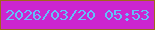 文字の大きさ：2、枠の色：a0671b、背景の色：cc25cf、文字の色：63c0f9 無料ブログパーツのブログ時計