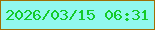 文字の大きさ：1、枠の色：a06e05、背景の色：91f8ed、文字の色：14ca29 無料ブログパーツのブログ時計