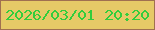 文字の大きさ：4、枠の色：a06f50、背景の色：e6c967、文字の色：33cd3c 無料ブログパーツのブログ時計
