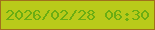 文字の大きさ：5、枠の色：a0701c、背景の色：b9ca1a、文字の色：6cad12 無料ブログパーツのブログ時計