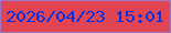 文字の大きさ：4、枠の色：a075c8、背景の色：e14453、文字の色：0430e6 無料ブログパーツのブログ時計