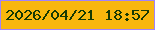 文字の大きさ：4、枠の色：a083fa、背景の色：f8b70d、文字の色：153903 無料ブログパーツのブログ時計