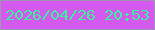 文字の大きさ：2、枠の色：a092b6、背景の色：d459ee、文字の色：38f29f 無料ブログパーツのブログ時計