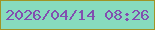 文字の大きさ：5、枠の色：a09425、背景の色：87dbbe、文字の色：824eb0 無料ブログパーツのブログ時計