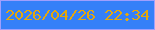 文字の大きさ：1、枠の色：a09ffd、背景の色：3580f8、文字の色：e4a70e 無料ブログパーツのブログ時計