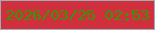 文字の大きさ：5、枠の色：a0abb6、背景の色：d0303d、文字の色：329900 無料ブログパーツのブログ時計
