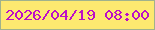 文字の大きさ：1、枠の色：a0b28c、背景の色：fde970、文字の色：bc0dc7 無料ブログパーツのブログ時計