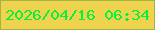 文字の大きさ：1、枠の色：a0b643、背景の色：efd24d、文字の色：04f03d 無料ブログパーツのブログ時計