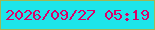 文字の大きさ：2、枠の色：a0b755、背景の色：1de5ea、文字の色：db0068 無料ブログパーツのブログ時計