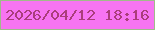 文字の大きさ：4、枠の色：a0ba8a、背景の色：f774f2、文字の色：aa3d7b 無料ブログパーツのブログ時計