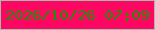 文字の大きさ：3、枠の色：a0bcaf、背景の色：ff0663、文字の色：238d03 無料ブログパーツのブログ時計