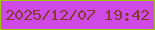 文字の大きさ：3、枠の色：a0c60a、背景の色：cf49e4、文字の色：853b2e 無料ブログパーツのブログ時計