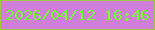 文字の大きさ：1、枠の色：a0c741、背景の色：cf7fd9、文字の色：73fd34 無料ブログパーツのブログ時計
