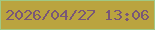 文字の大きさ：2、枠の色：a0c984、背景の色：baa43f、文字の色：795777 無料ブログパーツのブログ時計
