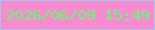 文字の大きさ：1、枠の色：a0c9e8、背景の色：f88ad1、文字の色：65fa70 無料ブログパーツのブログ時計