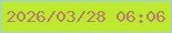 文字の大きさ：3、枠の色：a0cbf1、背景の色：bde92e、文字の色：b67c6e 無料ブログパーツのブログ時計