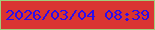 文字の大きさ：5、枠の色：a0ce7a、背景の色：da3432、文字の色：2c0deb 無料ブログパーツのブログ時計