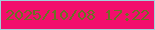 文字の大きさ：5、枠の色：a0d0da、背景の色：f20e6c、文字の色：6b7125 無料ブログパーツのブログ時計