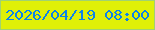 文字の大きさ：3、枠の色：a0d272、背景の色：dff008、文字の色：0d83ea 無料ブログパーツのブログ時計