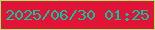 文字の大きさ：2、枠の色：a0ec6d、背景の色：e11336、文字の色：03c9a3 無料ブログパーツのブログ時計