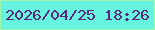 文字の大きさ：5、枠の色：a0f5ac、背景の色：66f4e1、文字の色：5c2777 無料ブログパーツのブログ時計