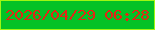 文字の大きさ：4、枠の色：a0f712、背景の色：05c226、文字の色：e42616 無料ブログパーツのブログ時計