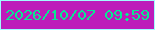文字の大きさ：3、枠の色：a0fcfe、背景の色：bd1cba、文字の色：08e992 無料ブログパーツのブログ時計