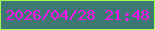 文字の大きさ：4、枠の色：a0ff57、背景の色：3e7872、文字の色：fc14f0 無料ブログパーツのブログ時計