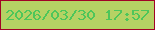 文字の大きさ：2、枠の色：a10326、背景の色：b5d264、文字の色：4dc65a 無料ブログパーツのブログ時計