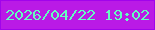 文字の大きさ：5、枠の色：a103ec、背景の色：ba1ae6、文字の色：65fcc0 無料ブログパーツのブログ時計