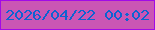 文字の大きさ：5、枠の色：a10ae7、背景の色：ca56b4、文字の色：0d63d1 無料ブログパーツのブログ時計