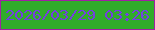 文字の大きさ：4、枠の色：a120a4、背景の色：31ac2b、文字の色：743ee1 無料ブログパーツのブログ時計